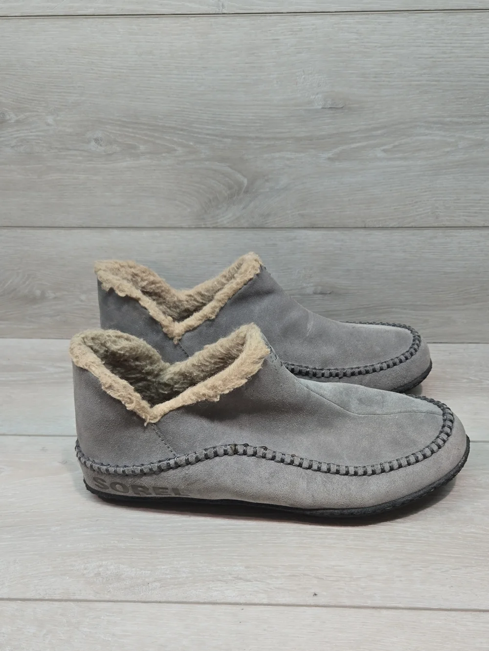 Sorel Men's Gray High Top Suede Fleece-Lined Slip-On Shoes Boots Sz 11